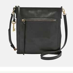Fossil Black and Gold Crossbody Bag with Adjustable Strap